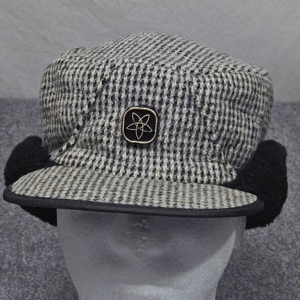 Lee Houndstooth Wool Winter Cap Large Atomic Logo‎ 60s 70s Vintage Workwear